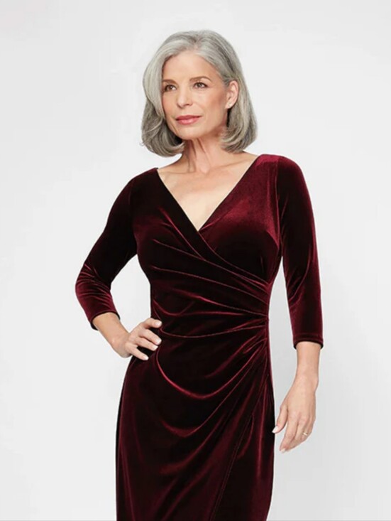 Ralph Lauren Dresses & Skirts - Ralph Lauren Velvet Wrap Style Cocktail 3/4 Sleeve Midi Dress